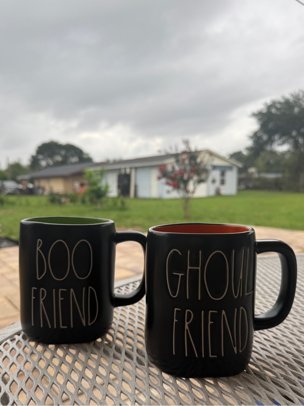 Rae Dunn Black Mug Set for Halloween Couples